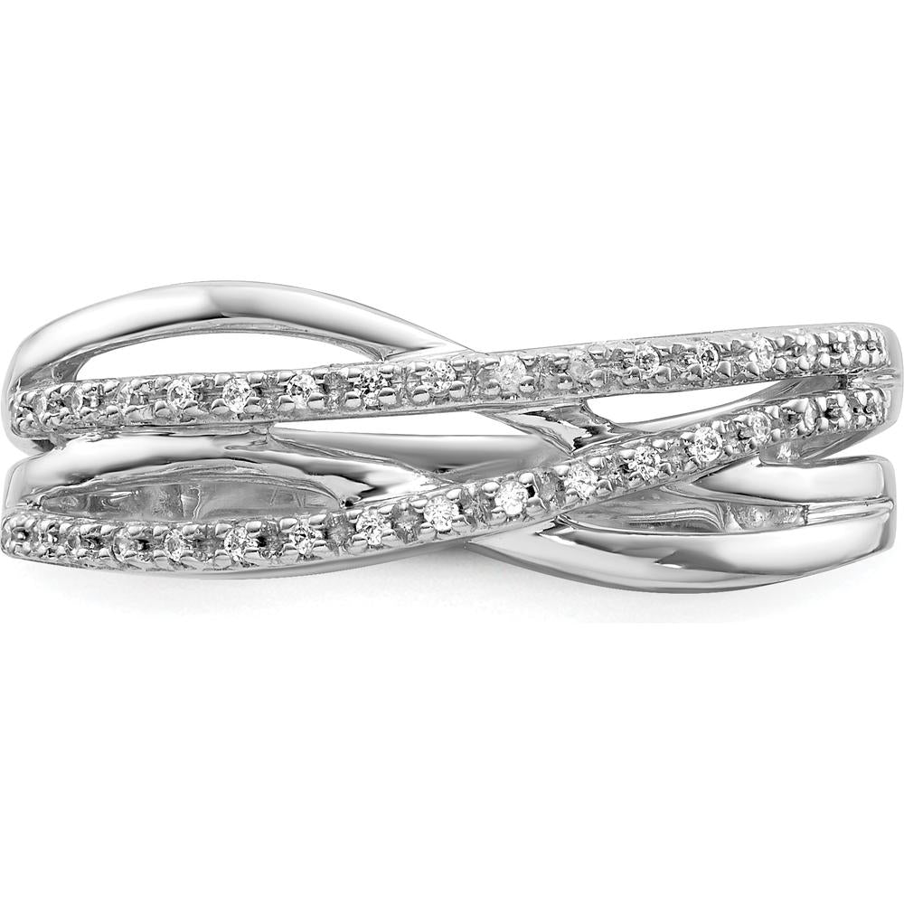 14K White Gold Polished Crisscross Diamond Ring - 0.0029 Carat Total Diamond Weight by 0