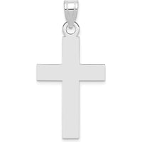 14K White Gold Polished Cross Charm - 31mm Length, Rhodium Plated by Oro Pregiato
