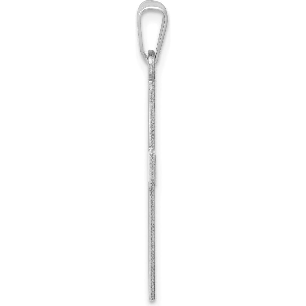 14K White Gold Polished Cross Charm - 31mm Length, Rhodium Plated by Oro Pregiato