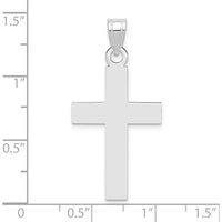 14K White Gold Polished Cross Charm - 31mm Length, Rhodium Plated by Oro Pregiato