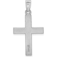 14K White Gold Polished Cross Charm - 31mm Length, Rhodium Plated by Oro Pregiato