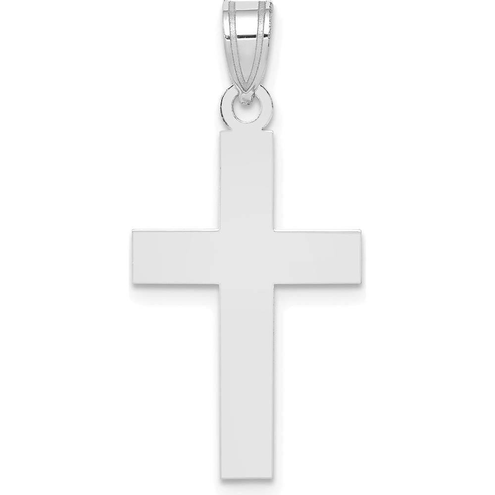 14K White Gold Polished Cross Charm Pendant - Faith Symbol by Oro Pregiato