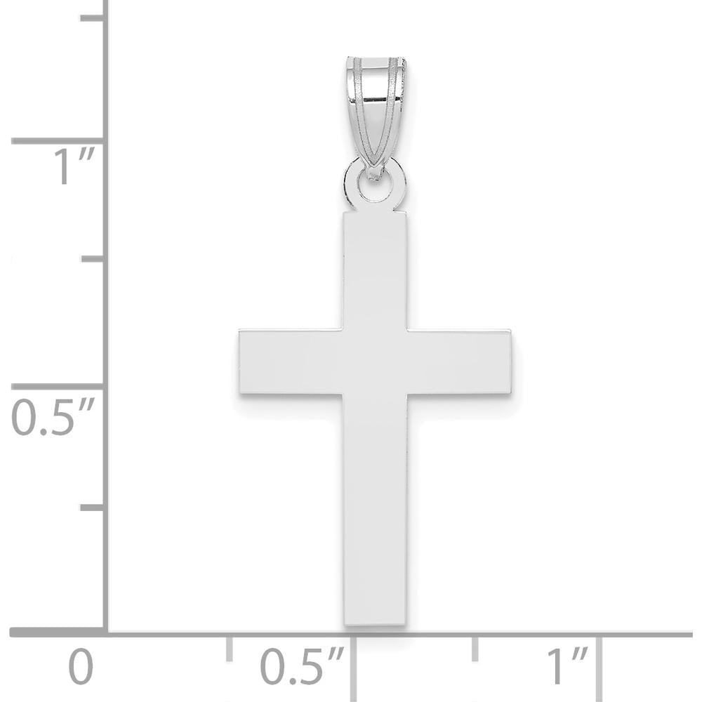 14K White Gold Polished Cross Charm Pendant - Faith Symbol by Oro Pregiato