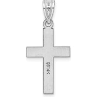 14K White Gold Polished Cross Charm Pendant - Faith Symbol by Oro Pregiato