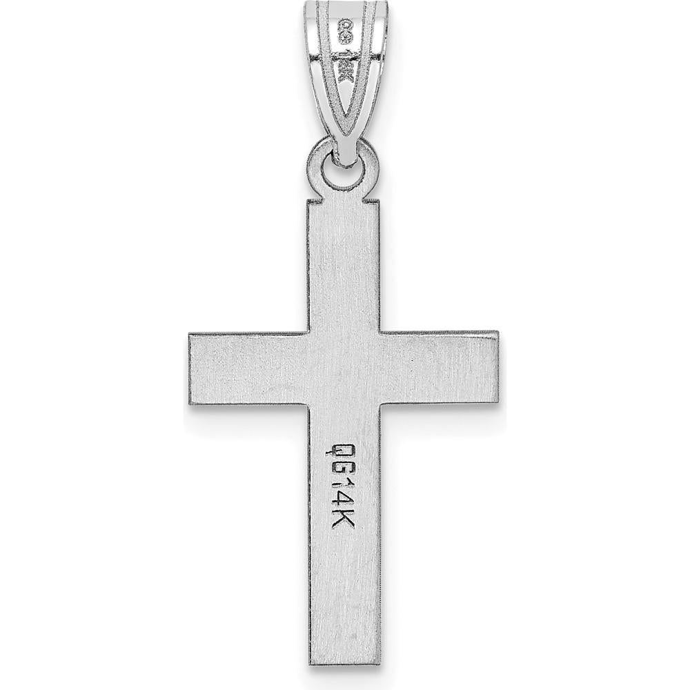 14K White Gold Polished Cross Charm Pendant - Faith Symbol by Oro Pregiato