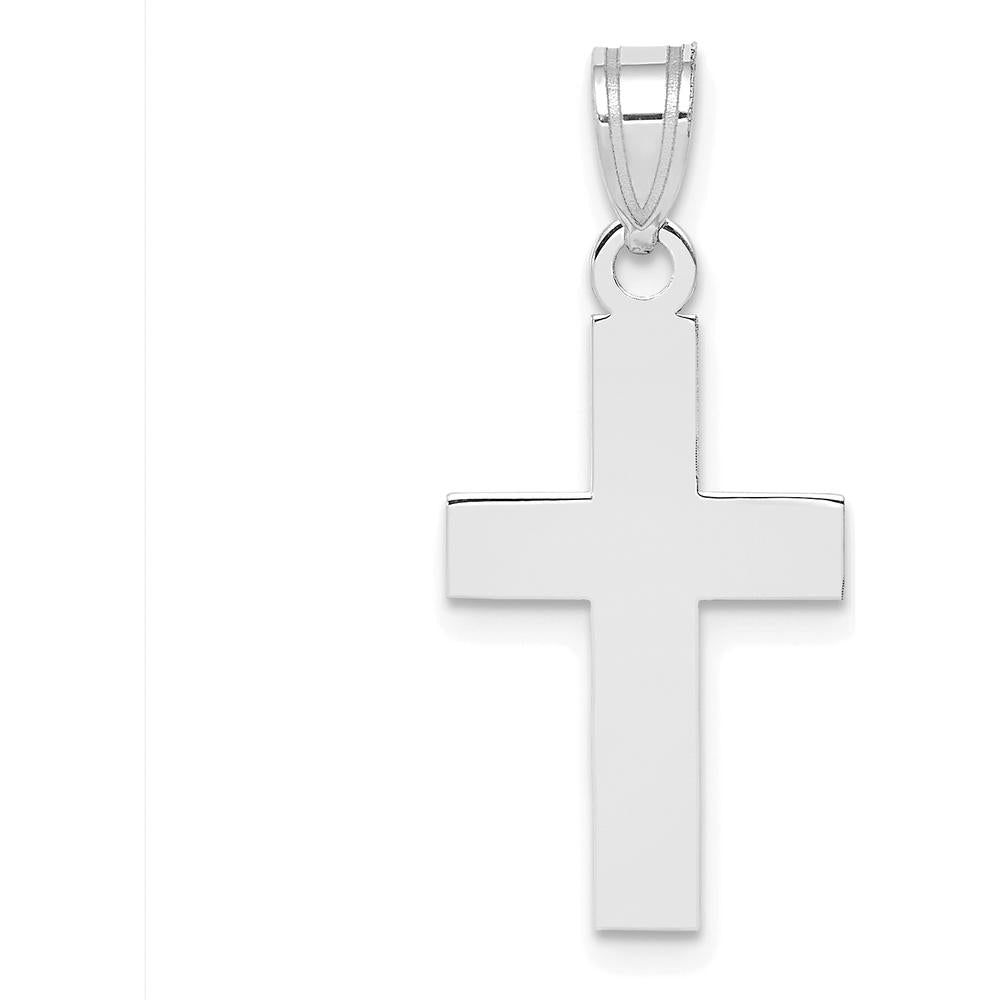 14K White Gold Polished Cross Charm Pendant - Rhodium Plated by Oro Pregiato