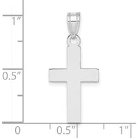 14K White Gold Polished Cross Charm Pendant - Rhodium Plated by Oro Pregiato