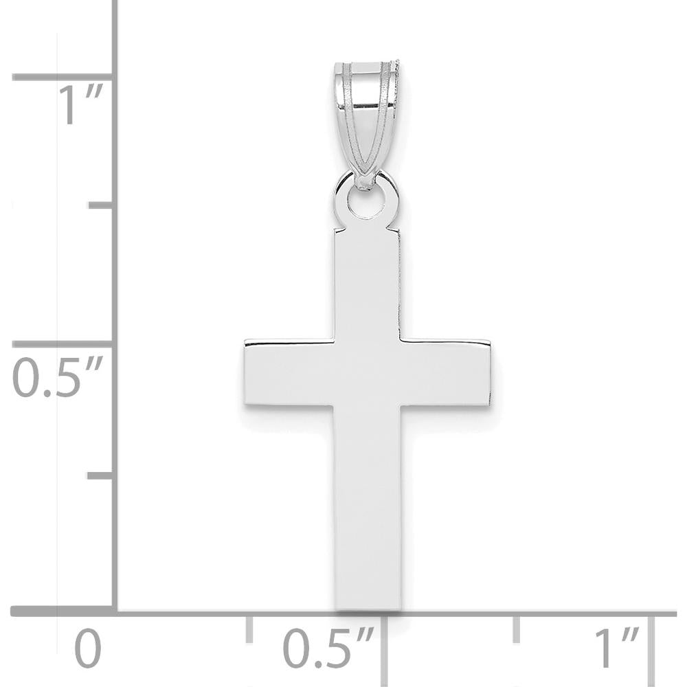 14K White Gold Polished Cross Charm Pendant - Rhodium Plated by Oro Pregiato
