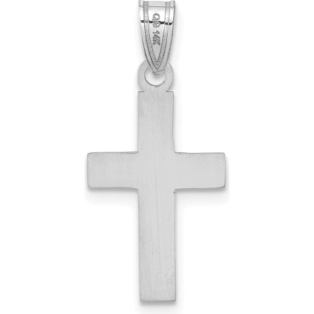 14K White Gold Polished Cross Charm Pendant - Rhodium Plated by Oro Pregiato
