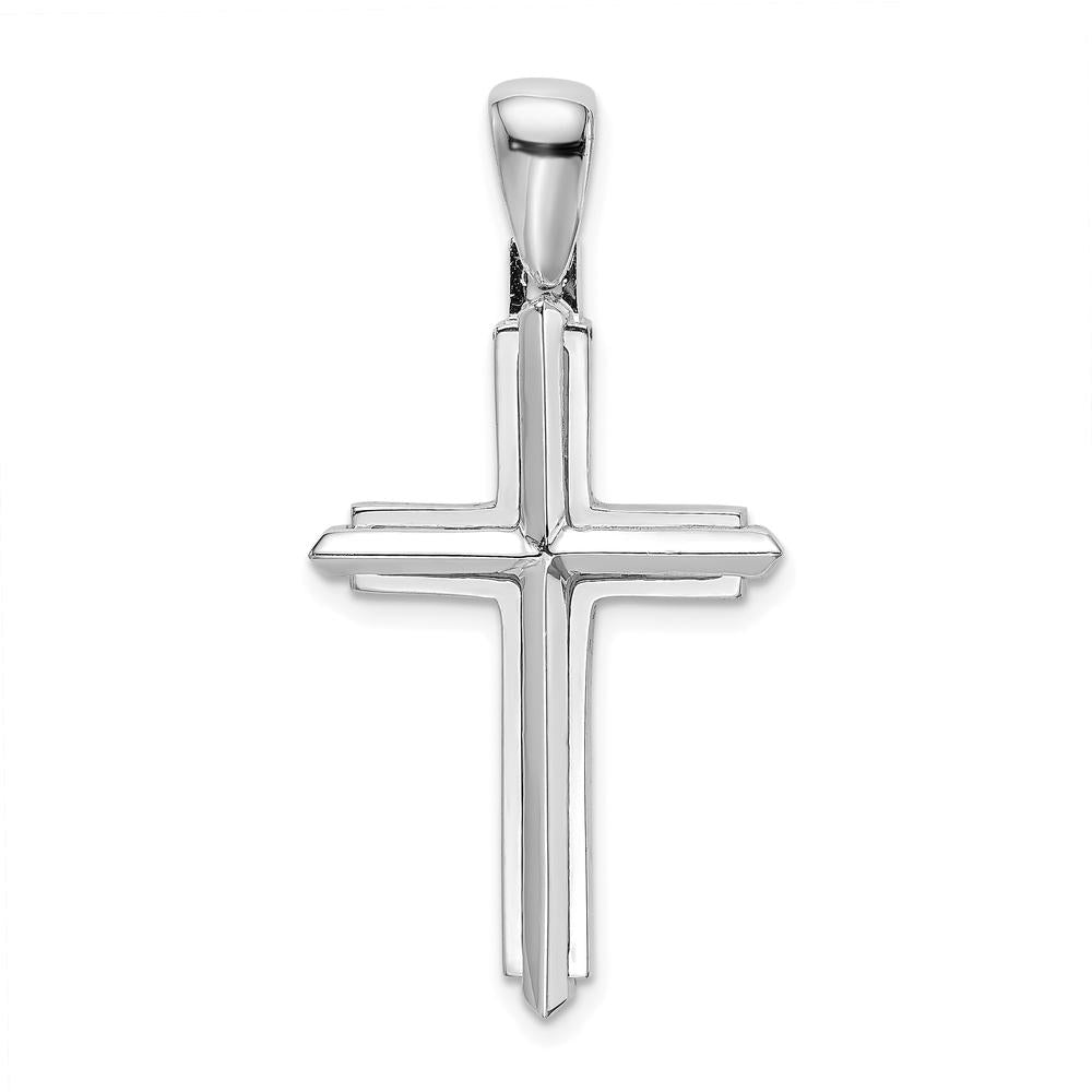 14K White Gold Polished Cross Charm Pendant - Timeless and Elegant Design by Oro Pregiato