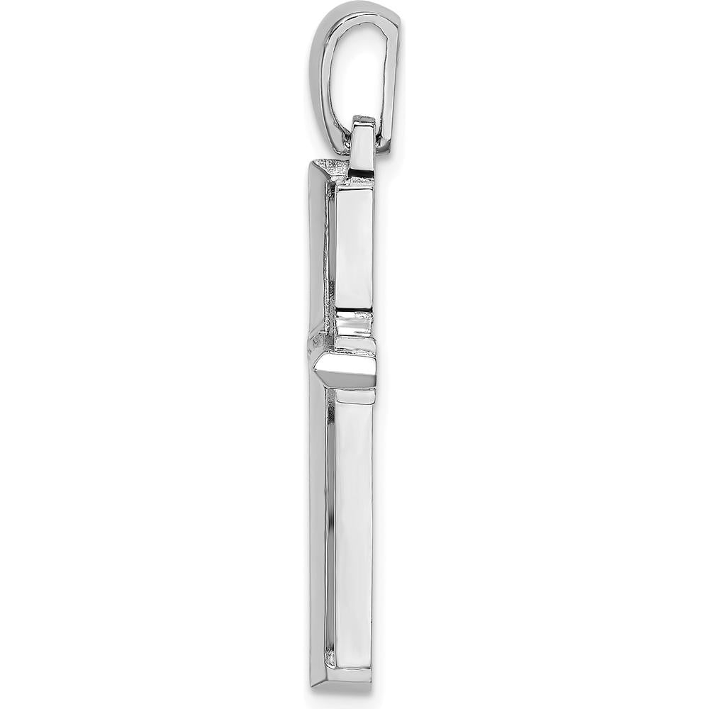 14K White Gold Polished Cross Charm Pendant - Timeless and Elegant Design by Oro Pregiato