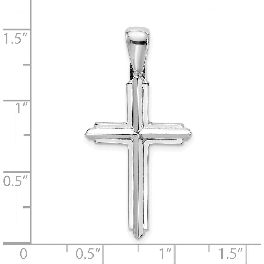 14K White Gold Polished Cross Charm Pendant - Timeless and Elegant Design by Oro Pregiato