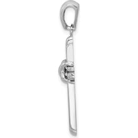 14K White Gold Polished Cross Charm with Rhodium Plating - 33mm Length by Oro Pregiato