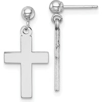 14K White Gold Polished Cross Earrings - Elegant Faith-Inspired Design by Oro Pregiato