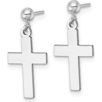 14K White Gold Polished Cross Earrings - Elegant Faith-Inspired Design by Oro Pregiato