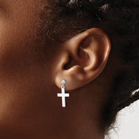 14K White Gold Polished Cross Earrings - Elegant Faith-Inspired Design by Oro Pregiato
