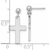 14K White Gold Polished Cross Earrings - Elegant Faith-Inspired Design by Oro Pregiato