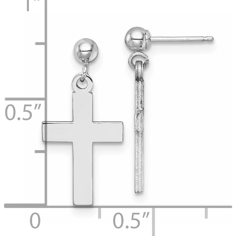 14K White Gold Polished Cross Earrings - Elegant Faith-Inspired Design by Oro Pregiato