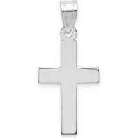 14K White Gold Polished Cross Pendant - 30mm Length by Oro Pregiato