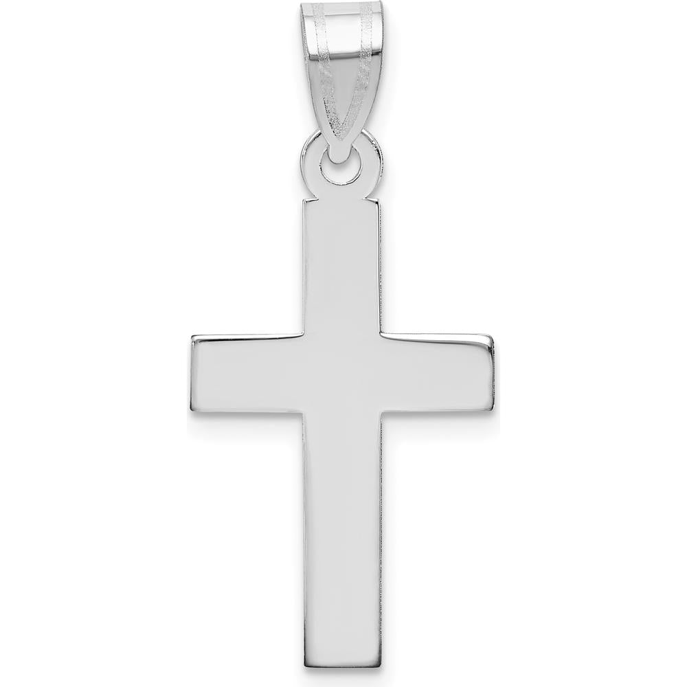 14K White Gold Polished Cross Pendant - 30mm Length by Oro Pregiato