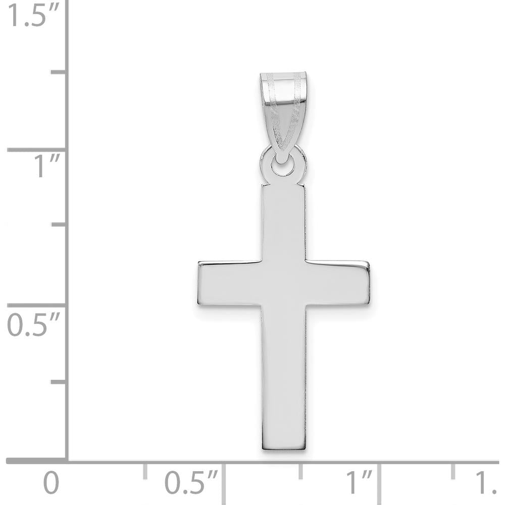 14K White Gold Polished Cross Pendant - 30mm Length by Oro Pregiato