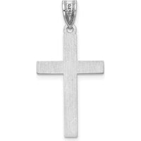 14K White Gold Polished Cross Pendant - 30mm Length by Oro Pregiato