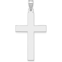 14K White Gold Polished Cross Pendant - 36mm Length by Oro Pregiato