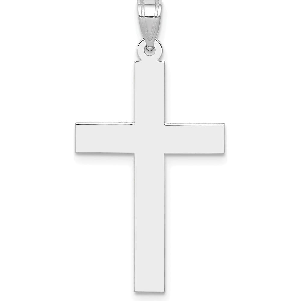 14K White Gold Polished Cross Pendant - 36mm Length by Oro Pregiato