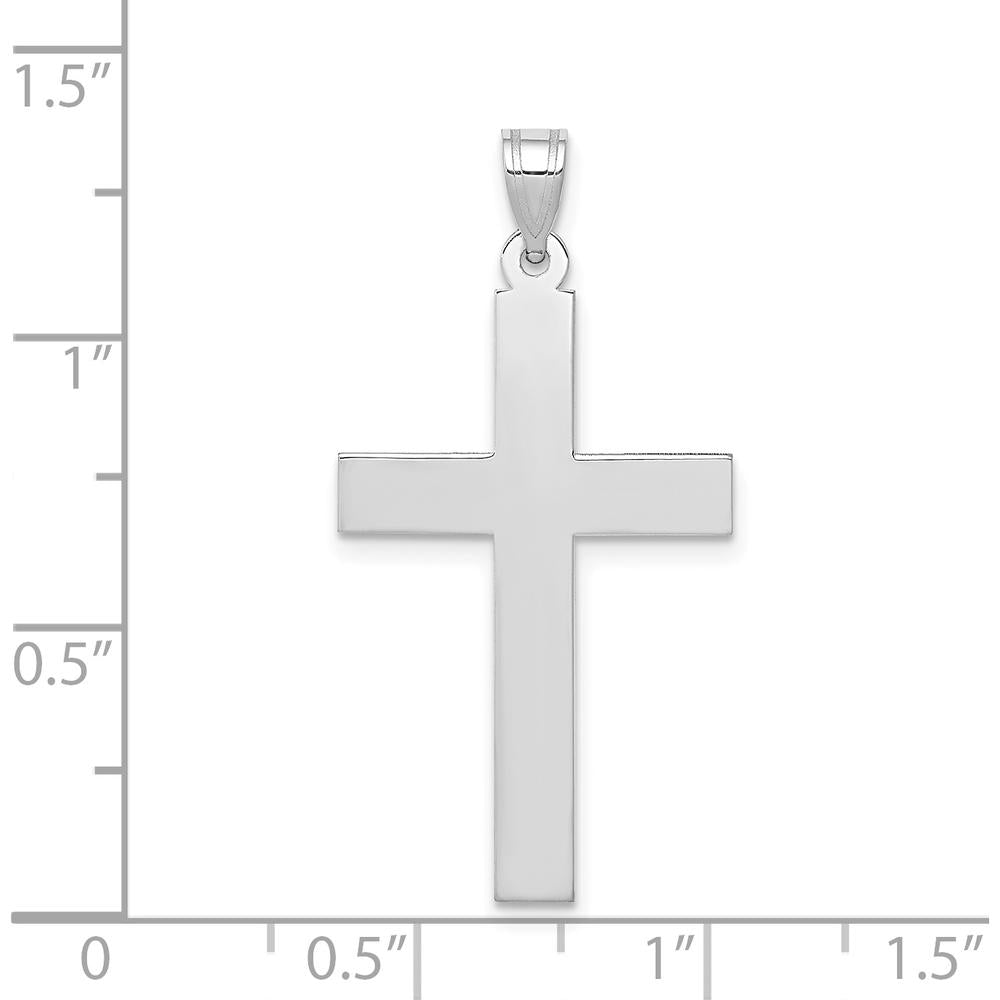 14K White Gold Polished Cross Pendant - 36mm Length by Oro Pregiato