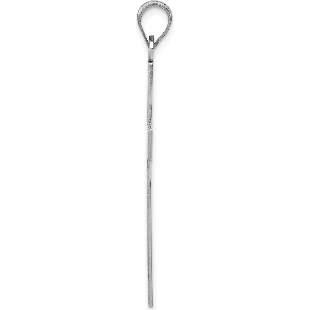 14K White Gold Polished Cross Pendant - 46mm Length, Rhodium Plated by Oro Pregiato
