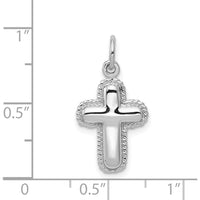 14K White Gold Polished Cross Pendant with Beaded Texture by Oro Pregiato