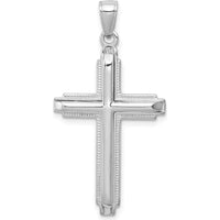 14K White Gold Polished Cross Pendant with Rhodium Plating - 34.25mm Length by Oro Pregiato