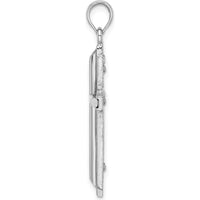 14K White Gold Polished Cross Pendant with Rhodium Plating - 34.25mm Length by Oro Pregiato