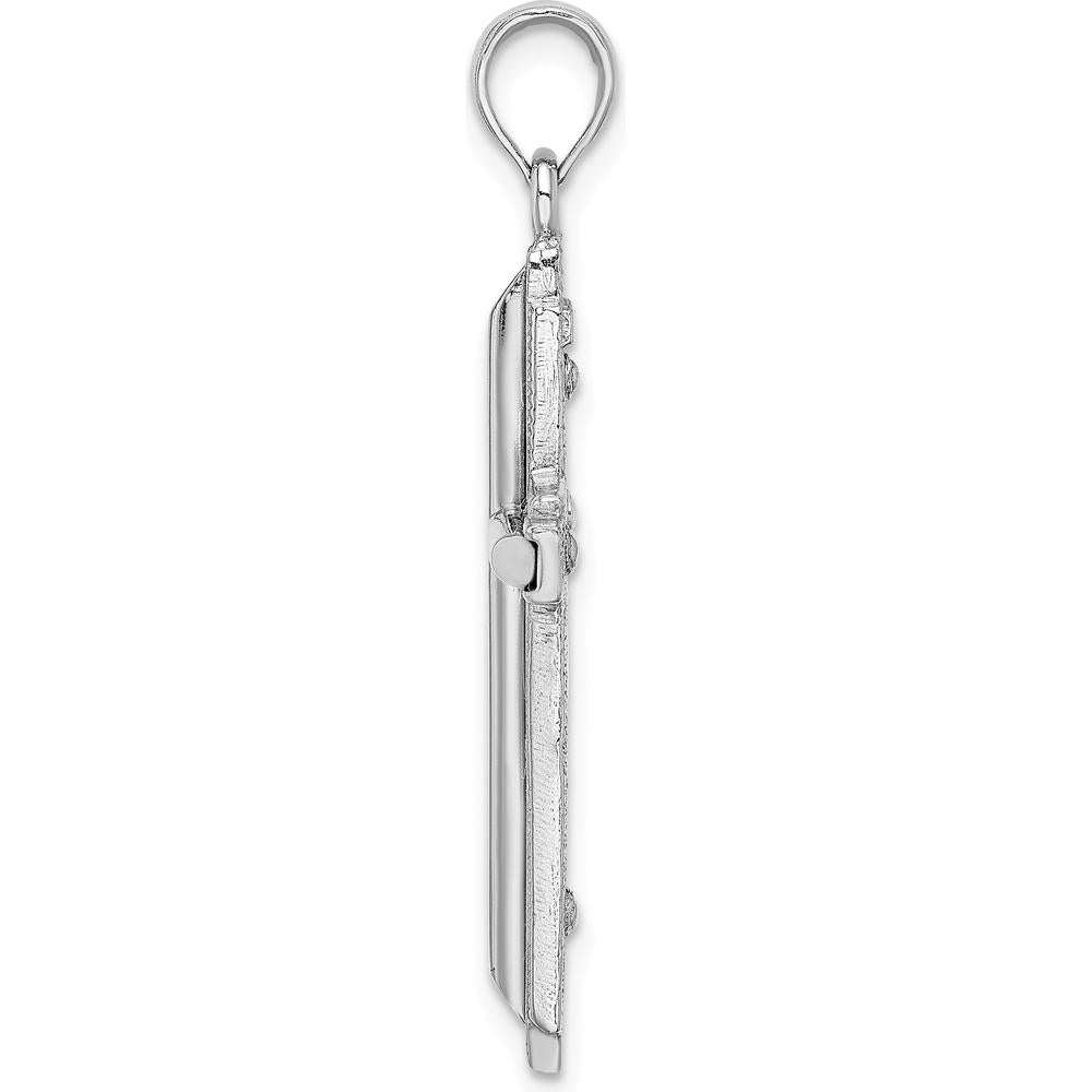 14K White Gold Polished Cross Pendant with Rhodium Plating - 34.25mm Length by Oro Pregiato