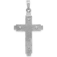 14K White Gold Polished Cross Pendant with Rhodium Plating - 34.25mm Length by Oro Pregiato