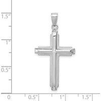 14K White Gold Polished Cross Pendant with Rhodium Plating - 34.25mm Length by Oro Pregiato