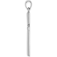 14K White Gold Polished Cross Pendant with Rhodium Plating - 35mm Length by Oro Pregiato