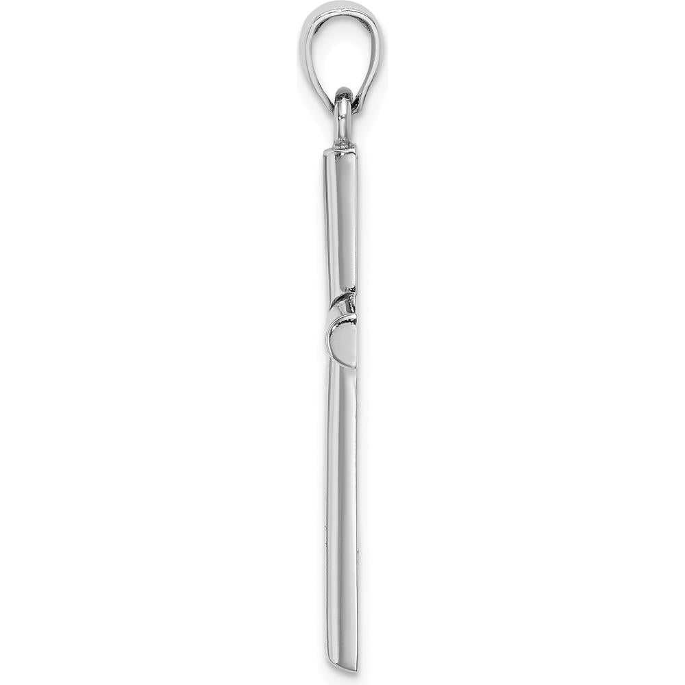 14K White Gold Polished Cross Pendant with Rhodium Plating - 35mm Length by Oro Pregiato