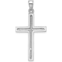 14K White Gold Polished Cross Pendant with Rhodium Plating - 35mm Length by Oro Pregiato