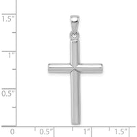 14K White Gold Polished Cross Pendant with Rhodium Plating - 35mm Length by Oro Pregiato