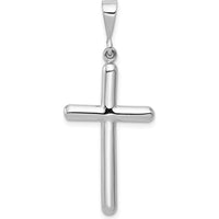 14K White Gold Polished Cross Pendant with Rhodium Plating - 40.75mm Length by Oro Pregiato