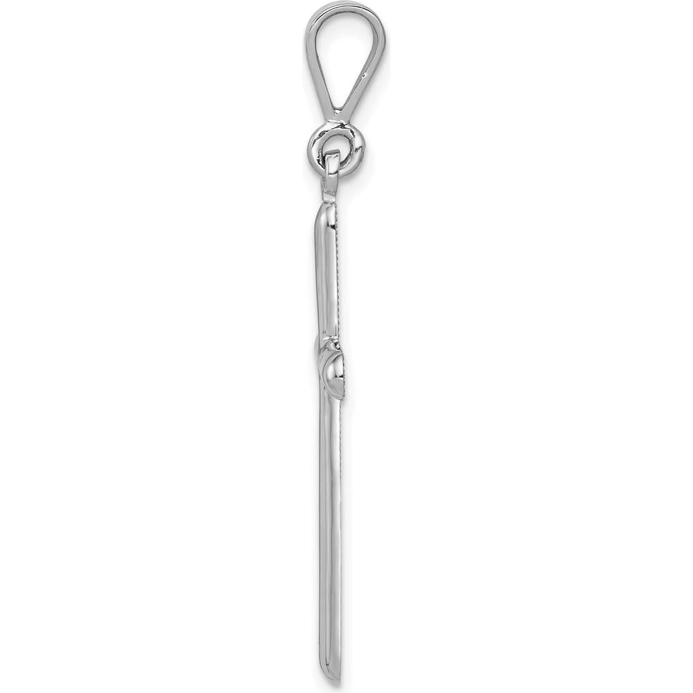14K White Gold Polished Cross Pendant with Rhodium Plating - 40.75mm Length by Oro Pregiato