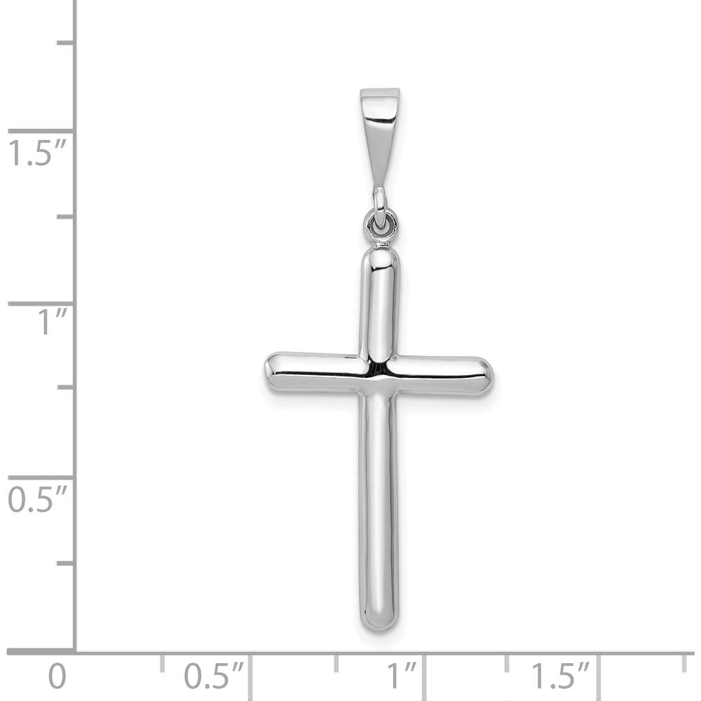 14K White Gold Polished Cross Pendant with Rhodium Plating - 40.75mm Length by Oro Pregiato