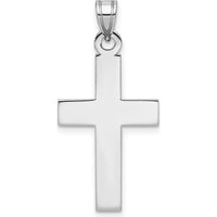 14K White Gold Polished Cross Pendant with Rhodium Plating - Elegant Faith Symbol by Oro Pregiato