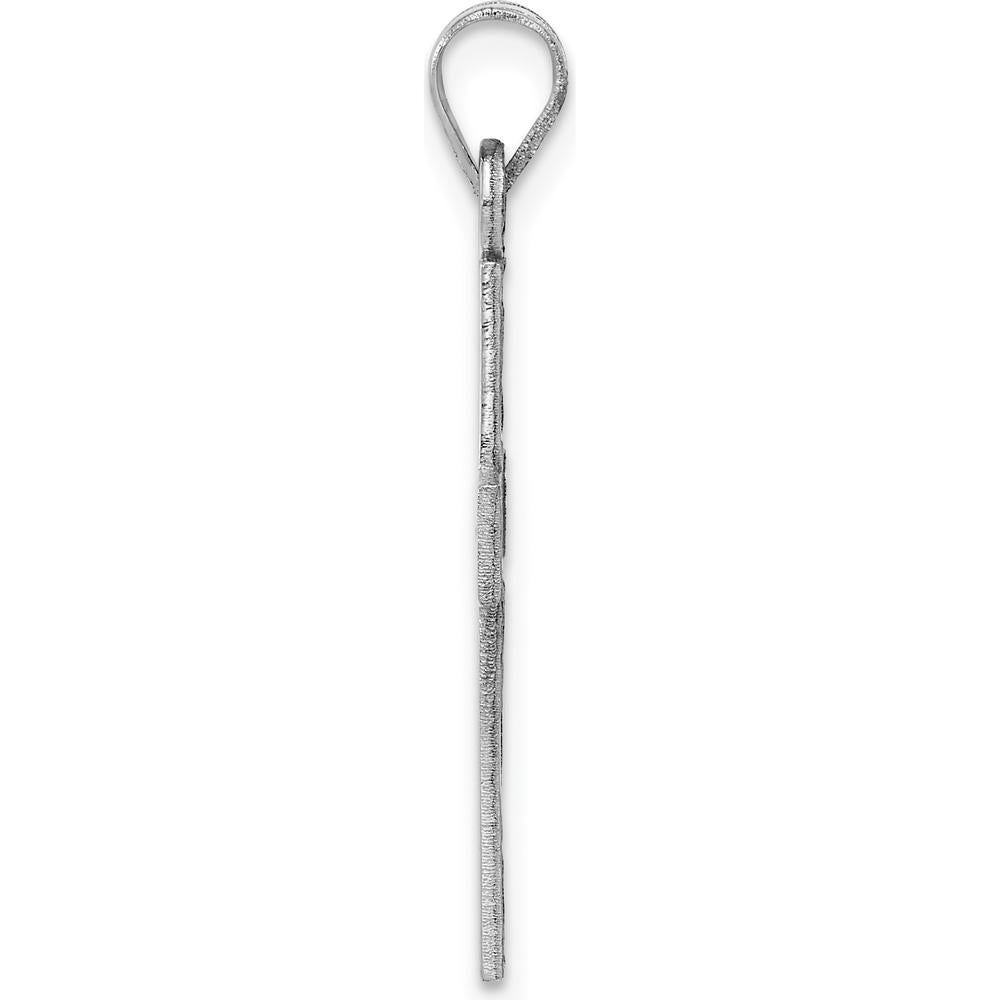 14K White Gold Polished Cross Pendant with Rhodium Plating - Elegant Faith Symbol by Oro Pregiato