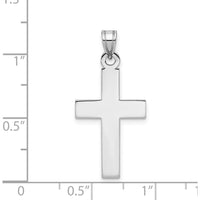 14K White Gold Polished Cross Pendant with Rhodium Plating - Elegant Faith Symbol by Oro Pregiato