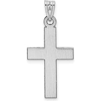 14K White Gold Polished Cross Pendant with Rhodium Plating - Elegant Faith Symbol by Oro Pregiato