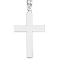 14K White Gold Polished Cross Pendant with Rhodium Plating - Timeless Faith Jewelry by Oro Pregiato