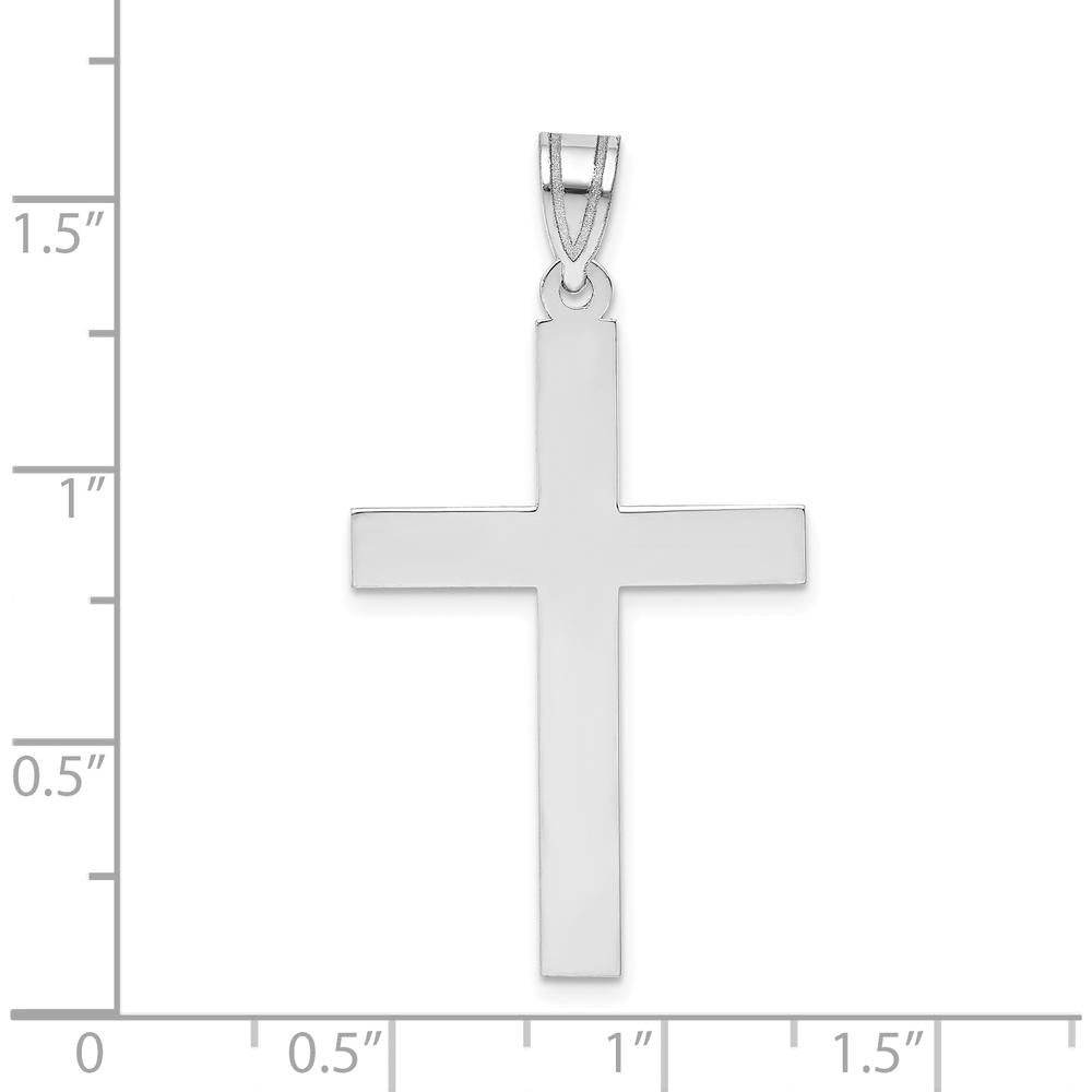 14K White Gold Polished Cross Pendant with Rhodium Plating - Timeless Faith Jewelry by Oro Pregiato