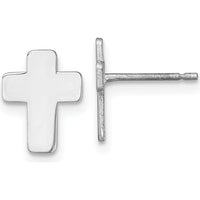 14K White Gold Polished Cross Post Earrings - Sleek, Minimalist Design by 0